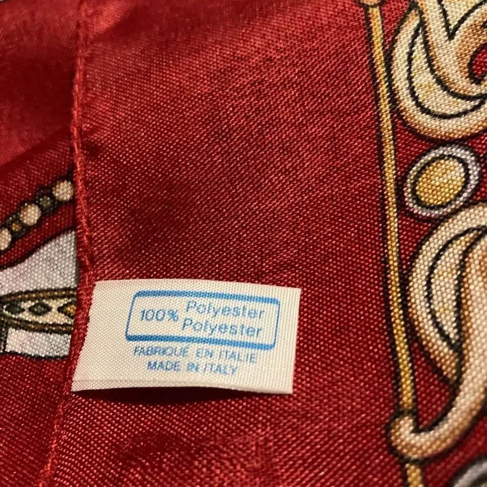 Vintage Red Scarf 32 Sq Made in Italy Like New